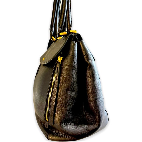 Tory Burch Half-Moon Pebbled Leather Black Tote - Picture 7 of 13